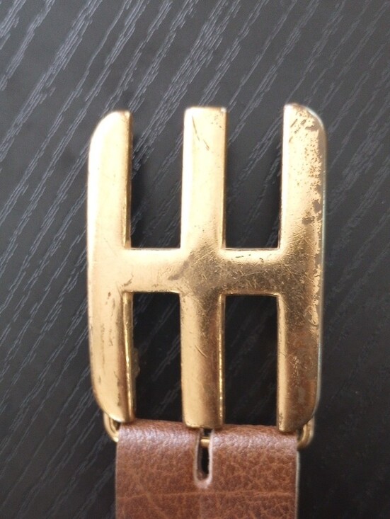 Vintage Brown Deep Buff Cowhide Split Leather Belt Golden Buckle main image 5